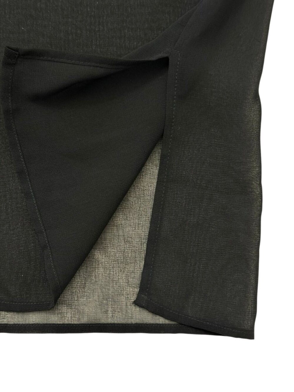 NWOT Zara Woman Mixed Media Semi-Sheer Satin Panel Button Up Long Sleeve Black M - Picture 9 of 15